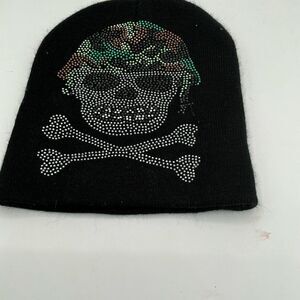 Black Skull with camo hat and Crossbones Beanie never worn